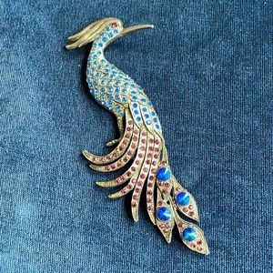 Vintage large Thelma Deutch peacock brooch